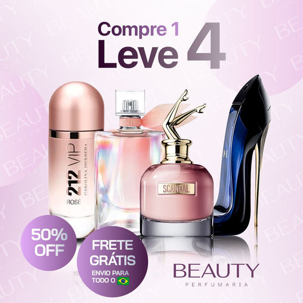 Combo de 4 Perfumes Femininos - Scandal, 212 VIP Rosé, La Vie est Belle e Good Girl